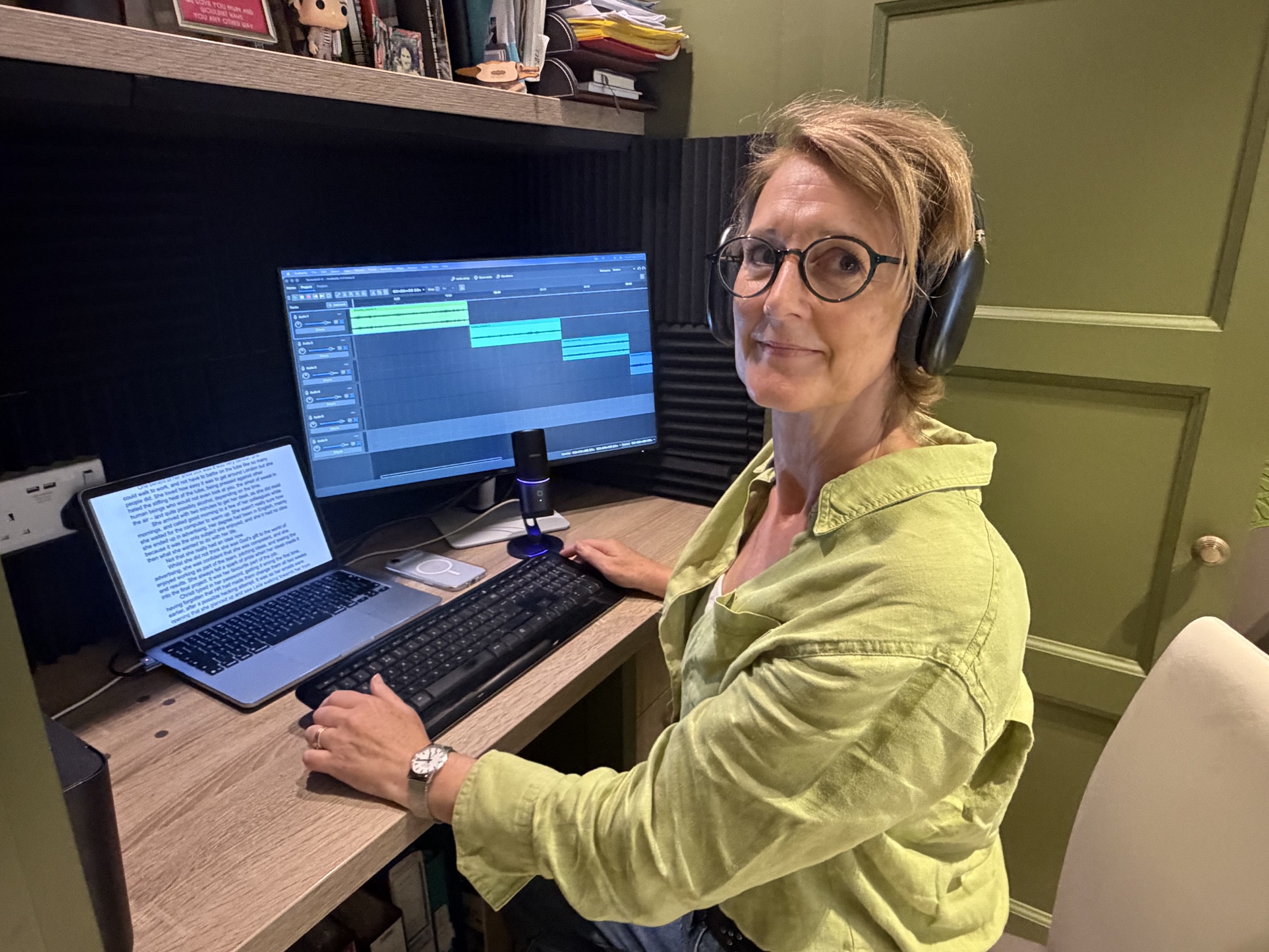 Mrs M in her home recording studio